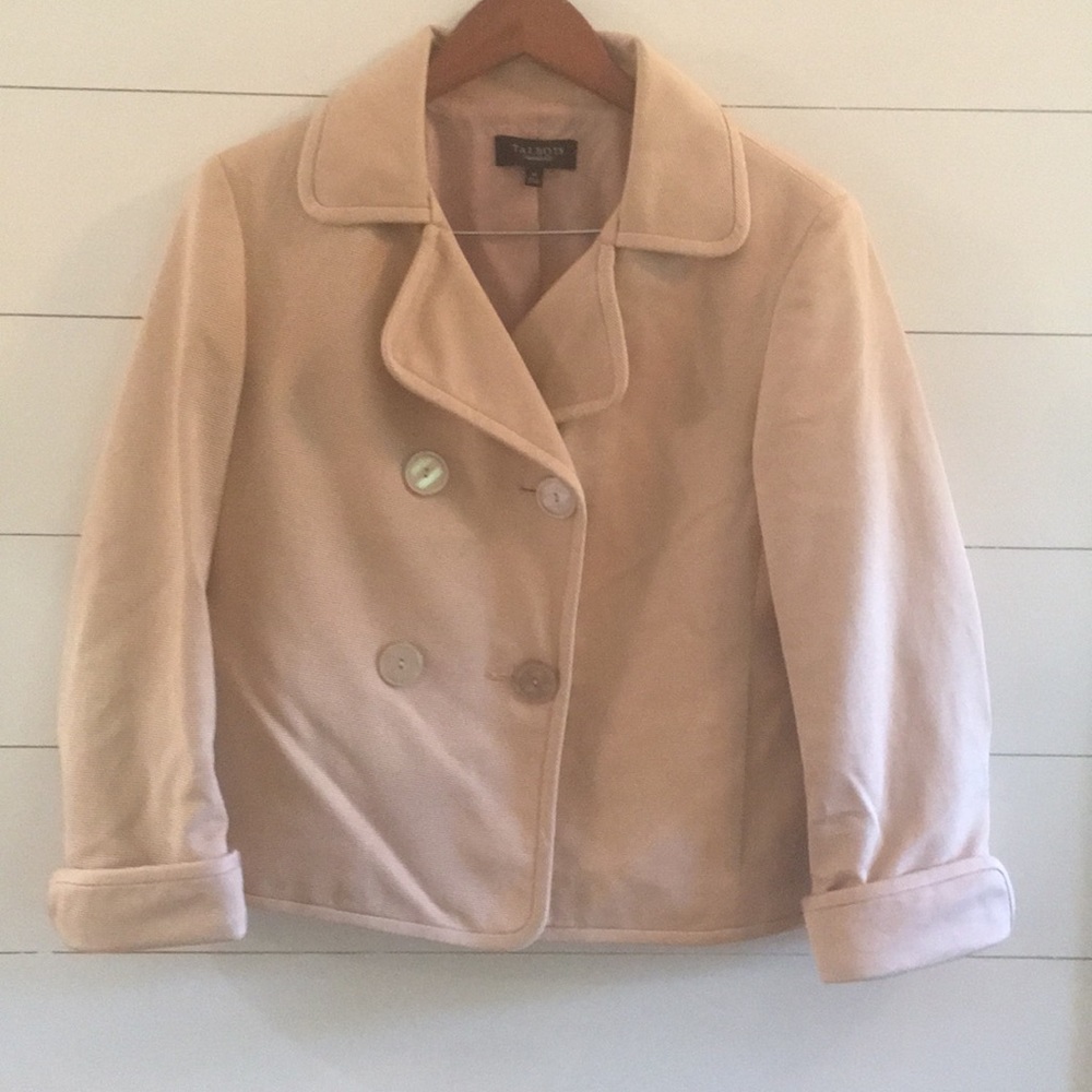 Talbots silk blend double breasted blazer jacket